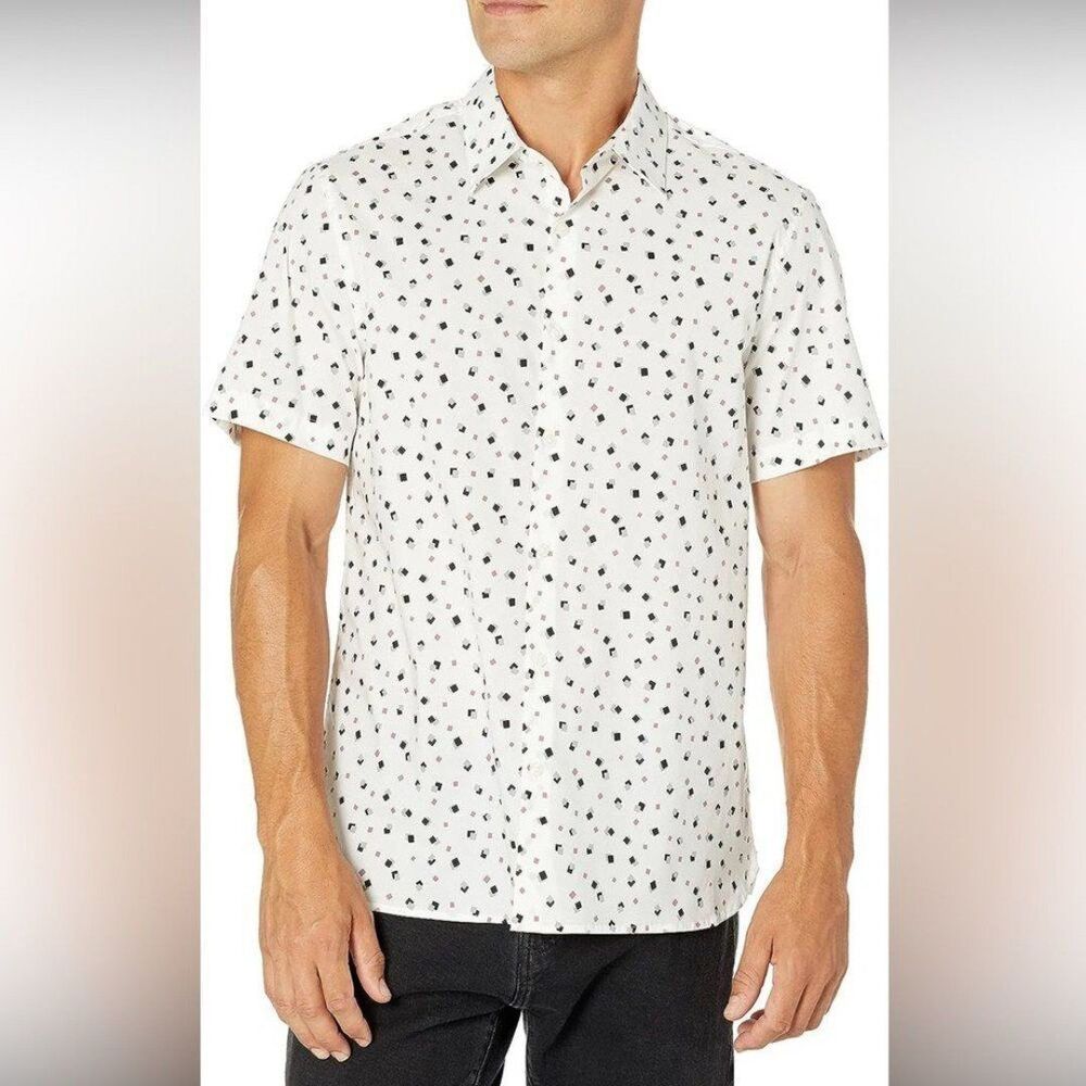 Perry Ellis Men's Slim Fit Confetti Print Stretch Button-Down Shirt 2XL